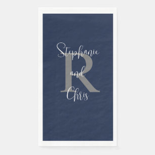 Serviette En Papier Marine Bleu Blanc Nom Monogramme Papier Serviette 
