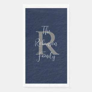 Serviette En Papier Marine Bleu Blanc Nom Monogramme Papier Serviette 