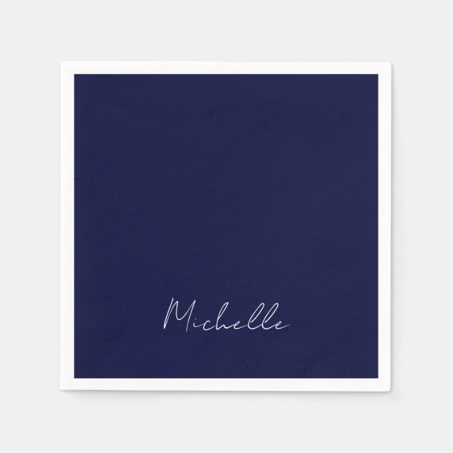 Serviette En Papier Marine Bleu Couleur Plaque Moderne Nom Propre Call (Devant)