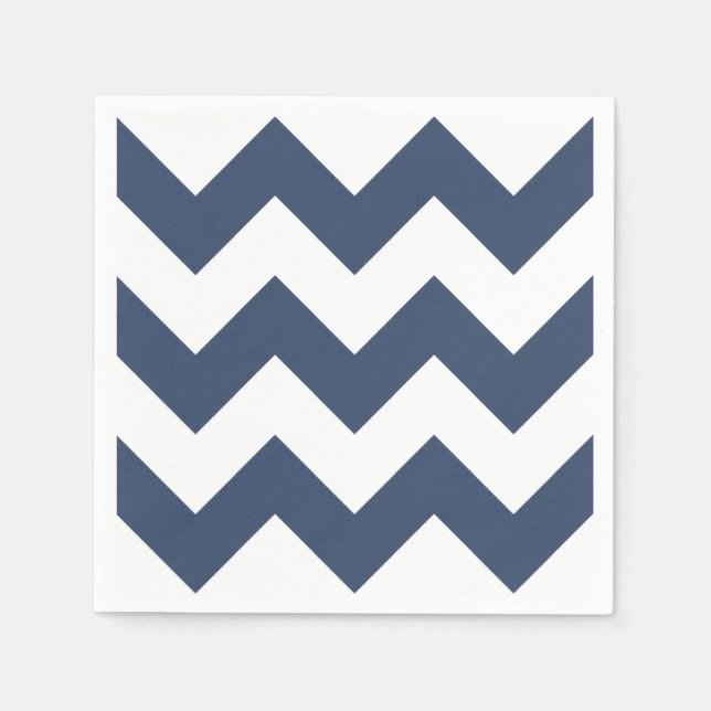 Serviette En Papier Marine bleu et blanc moderne Chevron (Devant)