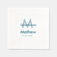 Marine bleu groomsman nom lettre date masculin par