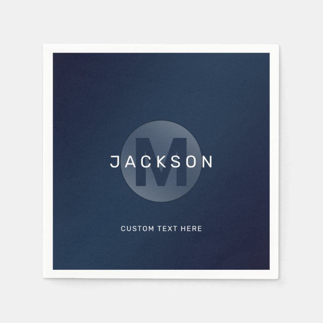 Serviette En Papier Marine bleu moderne simple personnalisé monogramme (Devant)