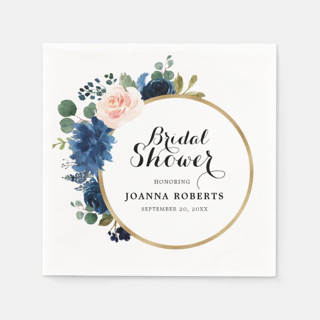 Serviette En Papier Marine Bleu rose rose rose pâle (Devant)