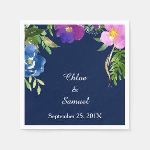 Serviette En Papier Marine Bleu Violet Jardin Mariage