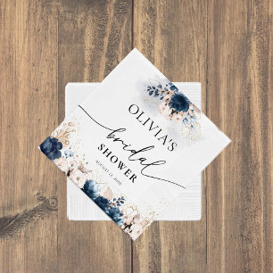 Serviette En Papier Marine Blue et Dusty Rose Fête des mariées Napkin
