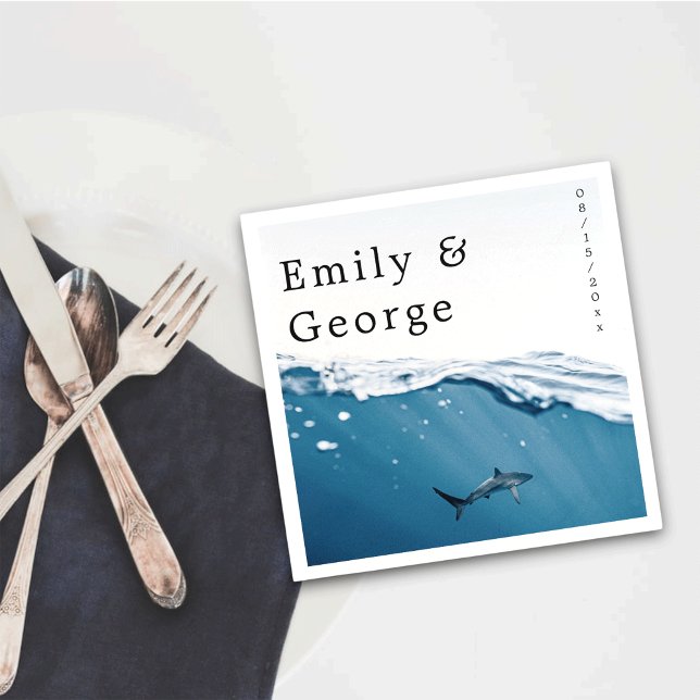 Serviette En Papier Marine Blue Requin sous-marin Nautique Plage Maria (Créateur téléchargé)