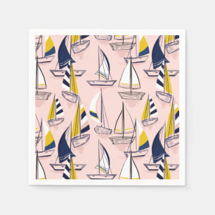 Serviette En Papier Marine Blue Sailboats Party