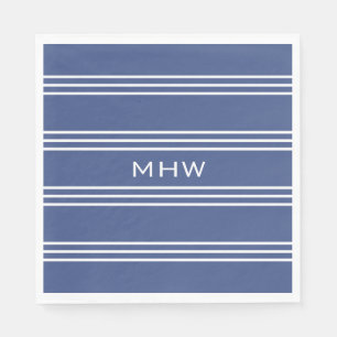 Serviette En Papier Marine Blue Stripes personnalisées monogramme serv