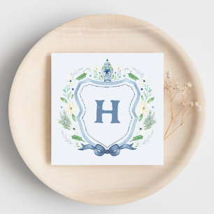 Serviette En Papier Marine Chinoiserie Crest Monogram Napkin