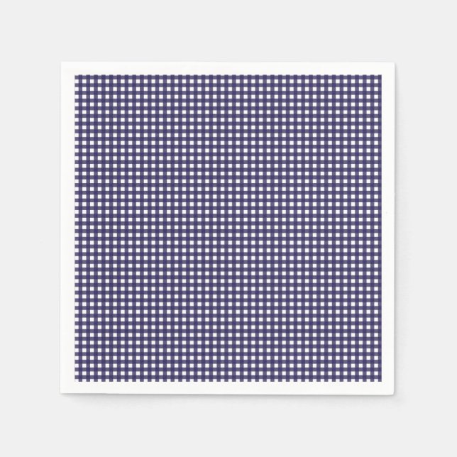 Serviette En Papier Marine et En vichy blanche (Devant)