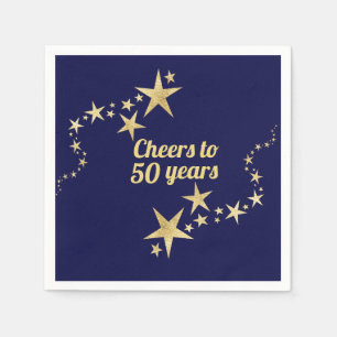 Serviette En Papier Marine et Gold Stars applaudissent à 50 ans annive