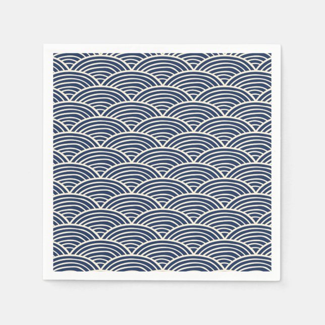 Serviette En Papier Marine japonaise Vagues océaniques bleues (Devant)