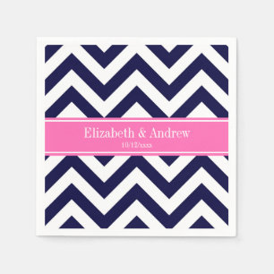 Serviette En Papier Marine Lg Chevron HotPink2 Quatrefoil Nom Monogram