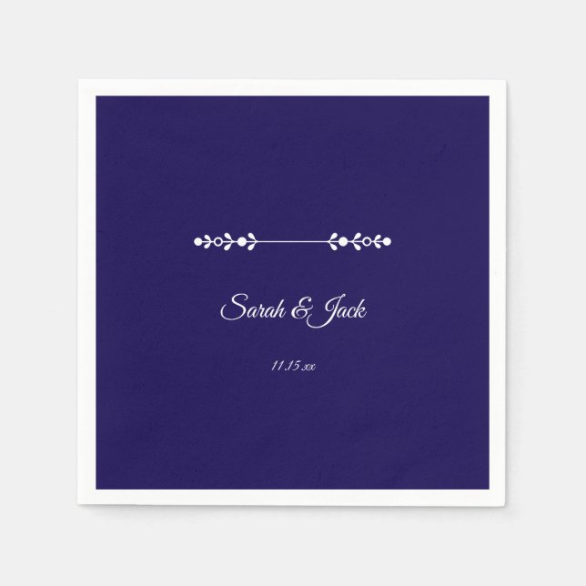 Serviette En Papier Marine moderne et Mariage blanc (Devant)