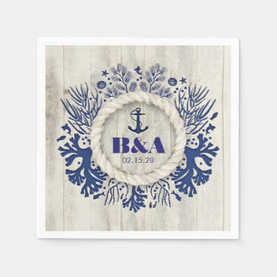 Serviette En Papier Marine Nautique Rustique Driftwood Beach Mariage