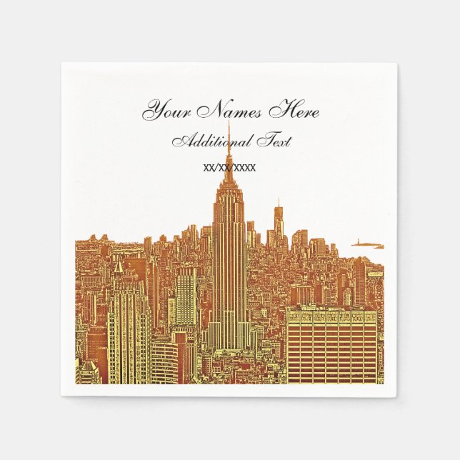 Serviette En Papier Marine NYC Skyline Silhouette, ESB (Devant)
