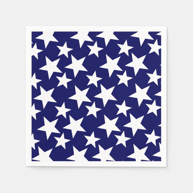 Serviette En Papier Marine patriotique bleu avec étoiles blanches (Devant)