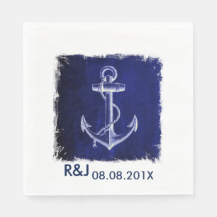Serviette En Papier marine rustique bleu ancre marine mariage