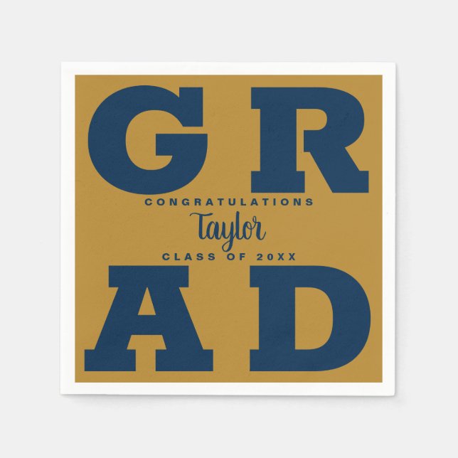 Serviette En Papier Marine sur la graduation en or (Devant)