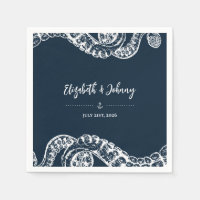 Marine Tentacles Octopus Nautiques Mariage Napkins