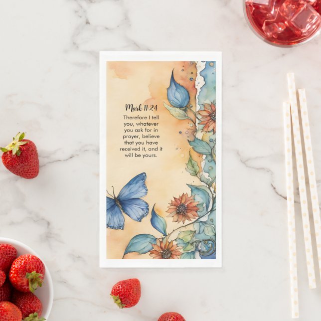 Serviette En Papier Mark 11:24 Bible chrétienne Verse Image (En situation)