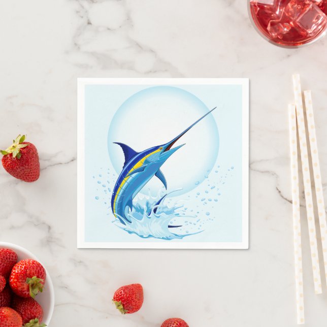 Serviette En Papier Marlin Bleu Jaillissant de l'Océan (En situation)