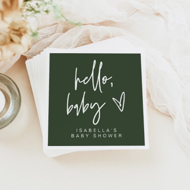 Serviette En Papier MARLO Bohemian Forest Green Baby shower Napkins (Créateur téléchargé)