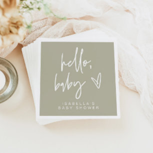 Serviette En Papier MARLO Bohemian Sage Green Baby shower serviettes