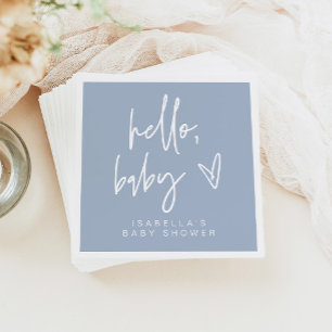 Serviette En Papier MARLO Modern Boho Dusty Blue Hello Baby shower