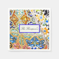 Maroc Mosaïque Bleu Orange Noir Mosaïque Florale