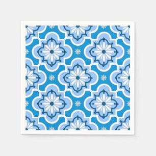 Serviette En Papier Marocain en tuiles motif - Bleu et Blanc
