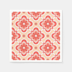 Serviette En Papier Marocain en tuiles motif - Tons de Coral Orange
