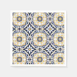 Serviette En Papier Marocain vif bleu jaune complexe ornement