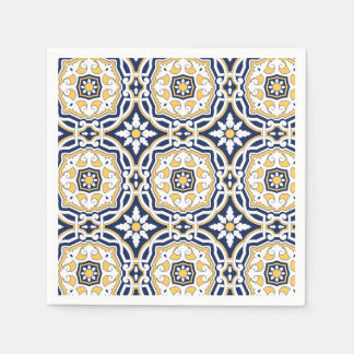 Serviette En Papier Marocain vif bleu jaune complexe ornement