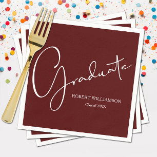 Serviette En Papier Maroon de graduation de script moderne