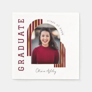 Serviette En Papier Maroon Gold Arch Photo Graduation