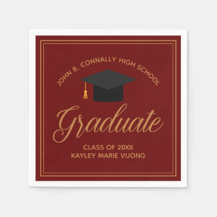 Serviette En Papier Maroon Gold Graduation 2024 Personnalisable Partie