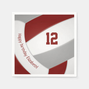 Serviette En Papier Maroon gris filles volley-ball