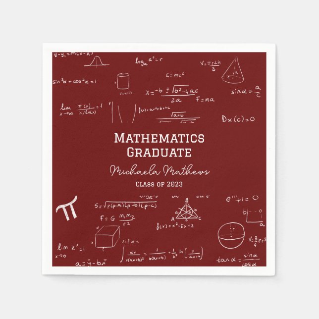 Serviette En Papier Maroon Mathematics Graduate Class of Graduation (Devant)