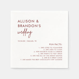 Serviette En Papier Maroon moderne minimaliste Mariage Fun Facts