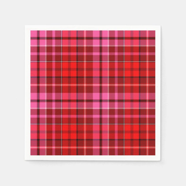 Serviette En Papier Maroon Red Pink Plaid Tartan Design  (Devant)