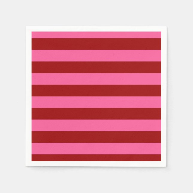 Serviette En Papier Maroon Rouge rose rayures Design (Devant)