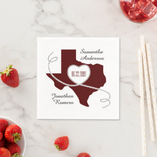 Serviette En Papier Maroon Texas Curling Ribbon Mariage Date