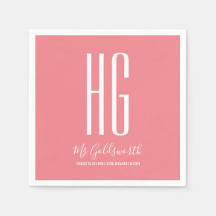 Serviette En Papier Marque de styliste personnalisée Monogramme Rose C