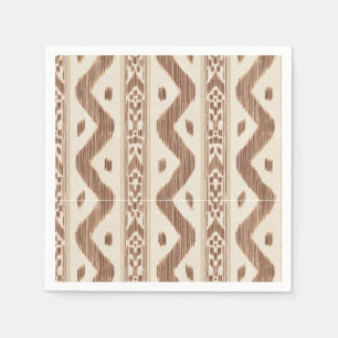 Serviette En Papier Marron Moka Ikat sur Crème, Chariot à Bar