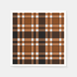 Serviette En Papier Marron Noir Blanc Flanelle Motif Tartan Design