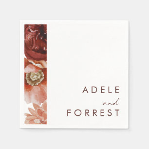 Serviette En Papier Marsala Autumn Floral   Napkins Mariage blanc
