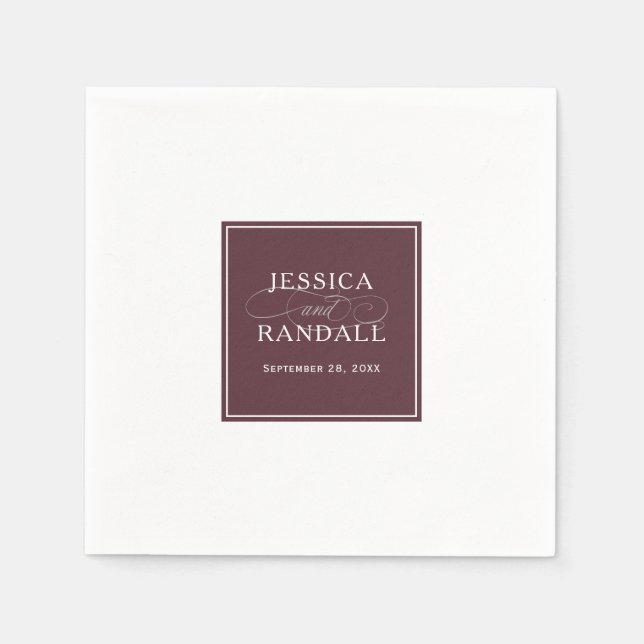 Serviette En Papier Marsala Burgundy Red Classic Mariage d'élégance (Devant)