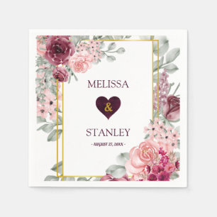 Serviette En Papier Marsala de Bourgogne rustique et Mariage floral ro