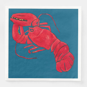 Serviette En Papier Marsden Hartley Homard Rouge Vintage sur Fond Noir